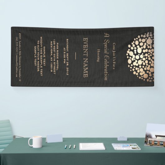 Elegante gouden cirkel bol zwart spandoek (Beurs)