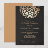 Elegante gouden cirkel bol zwarte formele uitnodig kaart (Voorkant / Achterkant)