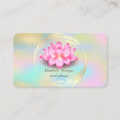 Elegante gouden cirkel kleurrijke holografische lo visitekaartje (Voorkant)