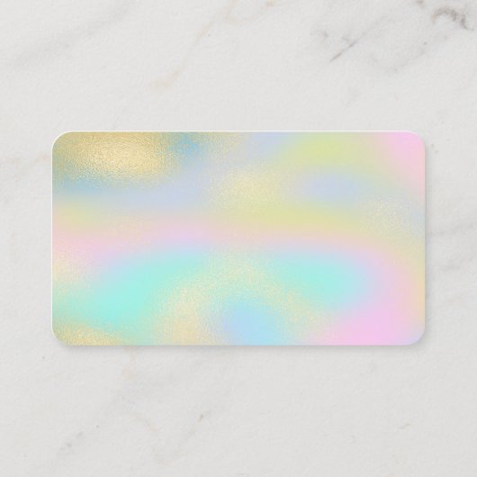 Elegante gouden cirkel kleurrijke holografische lo visitekaartje (Achterkant)