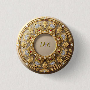 Elegante Gouden Cirkelvormige Lijst Ronde Button 3,2 Cm