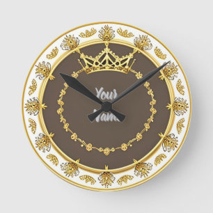 Elegante Gouden Cirkelvormige Lijst Ronde Klok