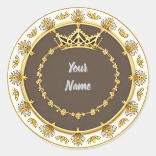 Elegante Gouden Cirkelvormige Lijst Ronde Sticker