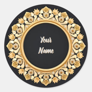 Elegante Gouden Cirkelvormige Lijst Ronde Sticker