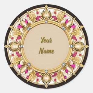 Elegante Gouden Cirkelvormige Lijst Ronde Sticker