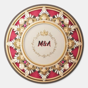 Elegante Gouden Cirkelvormige Lijst Ronde Sticker