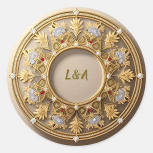 Elegante Gouden Cirkelvormige Lijst Ronde Sticker