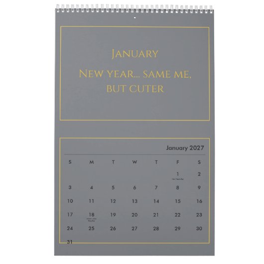 Elegante Gouden Citat Kalender 2026 (Jan 2027)