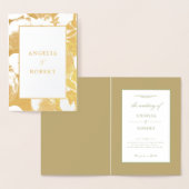 Elegante Gouden Citroenen & Blad Bruiloft Echt Folie Kaarten (Display)