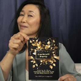 Elegante gouden cocktail verjaardagsfeestuitnodigi kaart