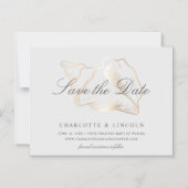 Elegante Gouden Conch Hoorn Trouw Save the Date Magnetische Uitnodiging (Voorkant)