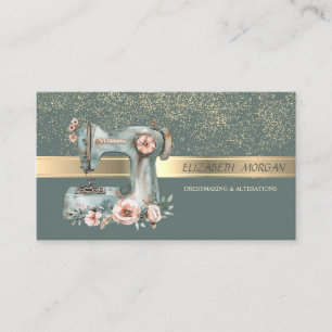 Elegante gouden confetti, bloemrijke groene naaima visitekaartje