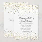 Elegante gouden Confetti huwelijksuitnodiging Kaart (Voorkant / Achterkant)