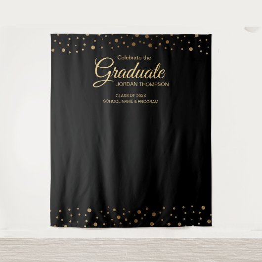 Elegante gouden confetti klas achtergrond afstuder wandkleed (Voorkant)