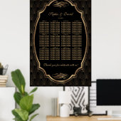 Elegante gouden confetti-liefde bordeaux zitplaats poster (Thuiskantoor)