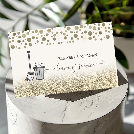 Elegante gouden Confetti Maid Cleaning Glitter Visitekaartje