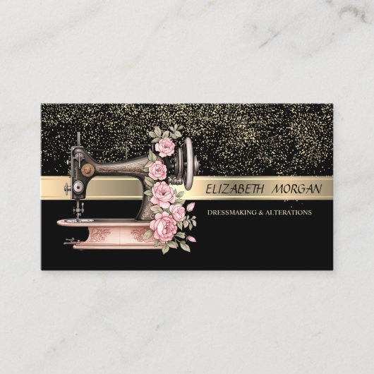 Elegante gouden Confetti,  naaimachine Visitekaartje (Voorkant)