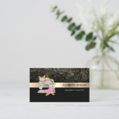 Elegante gouden Confetti, naaimachinekat Visitekaartje (Staand voorkant)