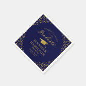 Elegante gouden Confetti op blauw Afstuderen Servet (Hoek)