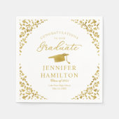 Elegante gouden Confetti op wit Afstuderen Servet (Voorkant)