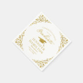 Elegante gouden Confetti op wit Afstuderen Servet (Hoek)