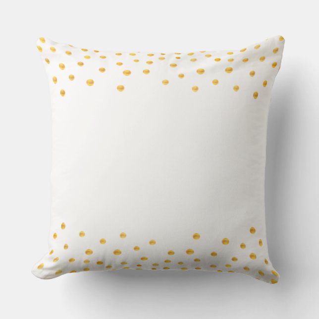 Elegante gouden confetti op wit kussen (Voorkant)