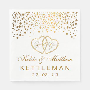 Elegante gouden Confetti op witte achtergrond Servetten
