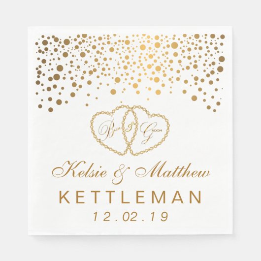 Elegante gouden Confetti op witte achtergrond Servetten (Voorkant)