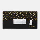 Elegante gouden Confetti op zwart gepersonaliseerd Bureaumat (Keyboard & Muis)