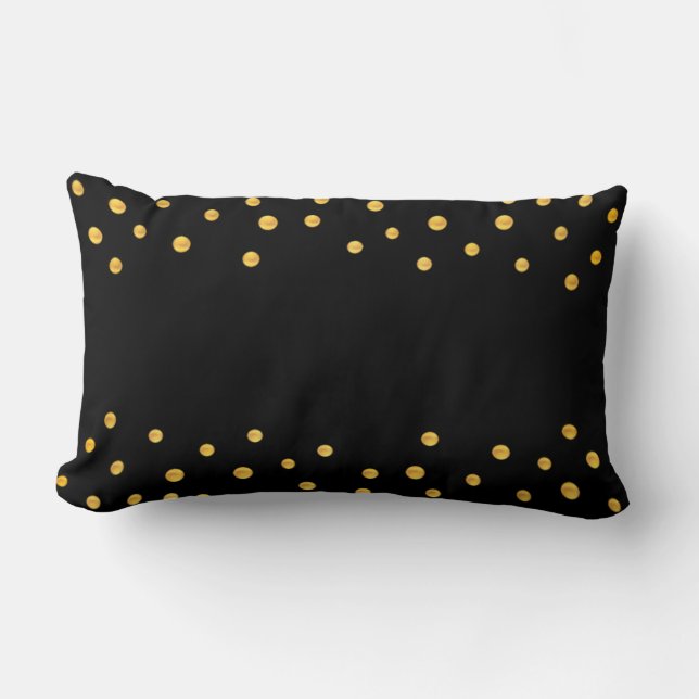 Elegante gouden confetti op zwart kussen (Voorkant)
