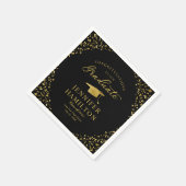 Elegante gouden Confetti op zwarte Afstuderen serv Servet (Hoek)