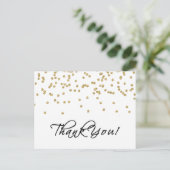Elegante gouden Confetti Polka Dots Foto Dank u! Briefkaart (Staand voorkant)