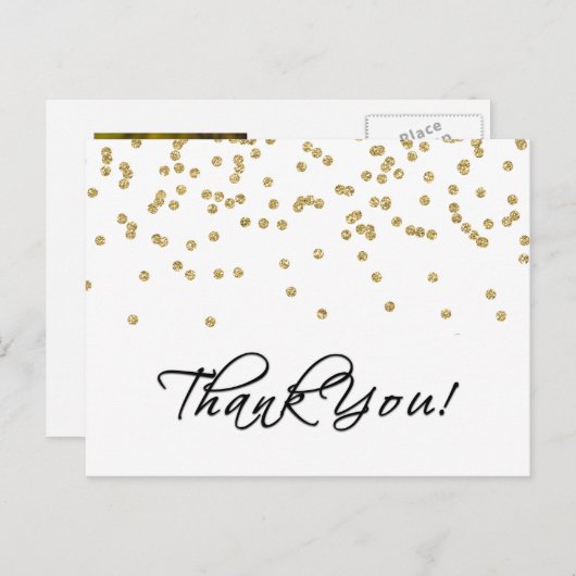 Elegante gouden Confetti Polka Dots Foto Dank u! Briefkaart (Voorkant / Achterkant)