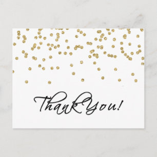 Elegante gouden Confetti Polka Dots Foto Dank u! Briefkaart