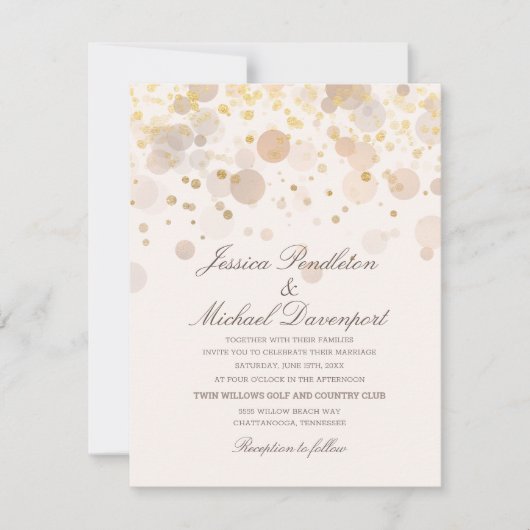 Elegante gouden Confetti romantische script bruilo Kaart (Voorkant)