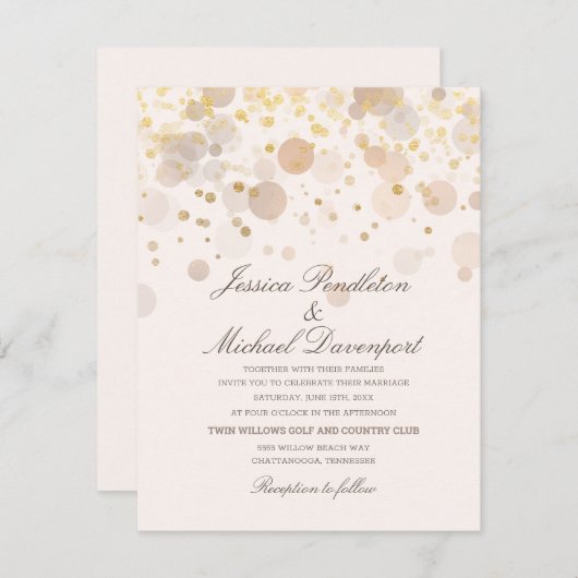Elegante gouden Confetti romantische script bruilo Kaart (Voorkant / Achterkant)