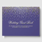 Elegante gouden Confetti Stippen Navy Wedding Gastenboek (Voorkant)