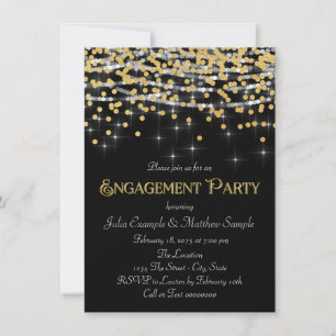 Elegante gouden confetti verlovingsfeestje kaart