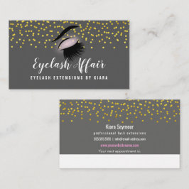Elegante gouden confetti wimperextensies afsprakenkaartje