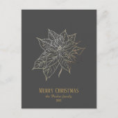 Elegante gouden contour poinsettia op donkere acht feestdagenkaart (Voorkant)