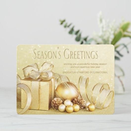 Elegante gouden Corporate Christmas Kaart (Staand voorkant)