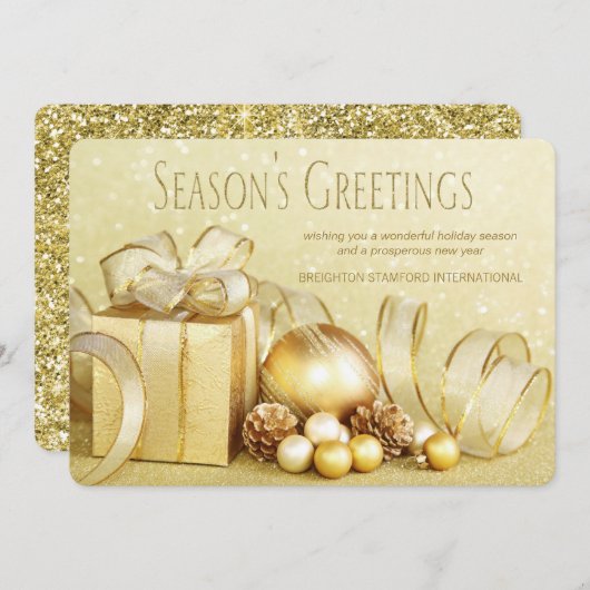 Elegante gouden Corporate Christmas Kaart (Voorkant / Achterkant)