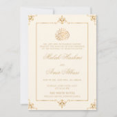 Elegante gouden crème islamitische moslim bruiloft kaart (Voorkant)