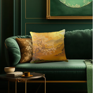 Elegante 'Gouden Dageraad' Ancient Asia geïnspiree Kussen