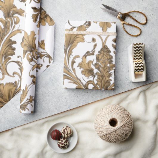 Elegante gouden  Damask Cadeaupapier (Crafts)