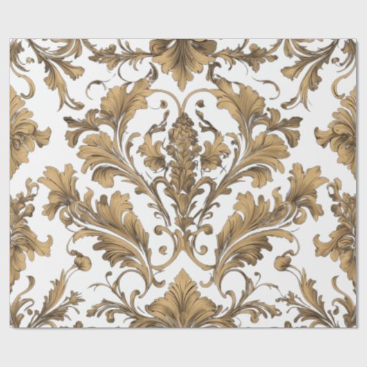 Elegante gouden Damask Cadeaupapier (Vlak)