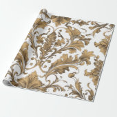 Elegante gouden  Damask Cadeaupapier (Uitgerold)