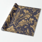Elegante gouden  Damask Cadeaupapier (Uitgerold)