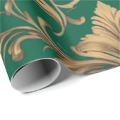 Elegante gouden  Damask Cadeaupapier (Rol Hoek)