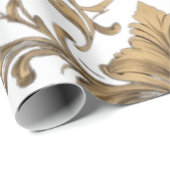 Elegante gouden  Damask Cadeaupapier (Rol Hoek)